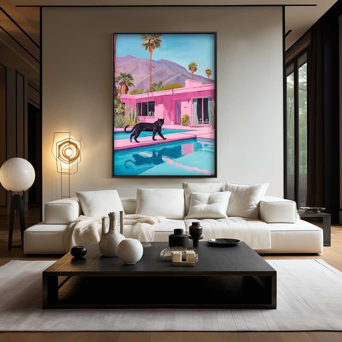 Zonnige Droom met Panter Kunstwerk-canvas-dibond-plexiglas-wanddecoratie-WallArtistic