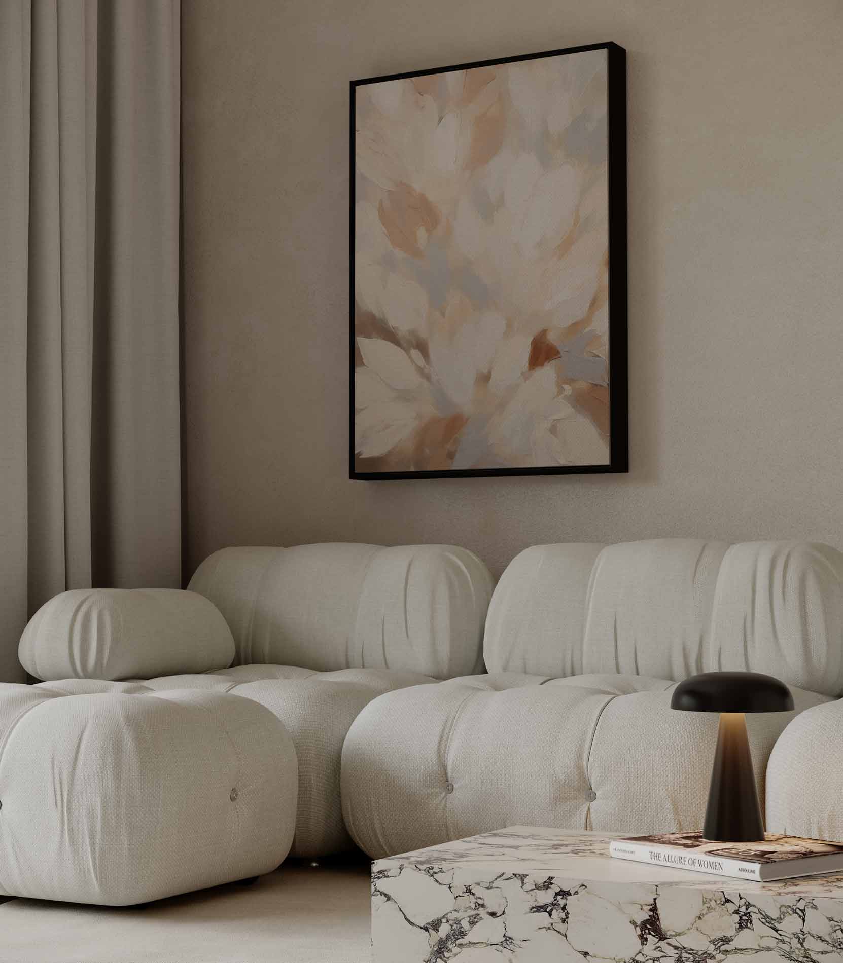 Bloemen in Neutrale Tinten Kunstwerk-canvas-dibond-plexiglas-wanddecoratie-WallArtistic