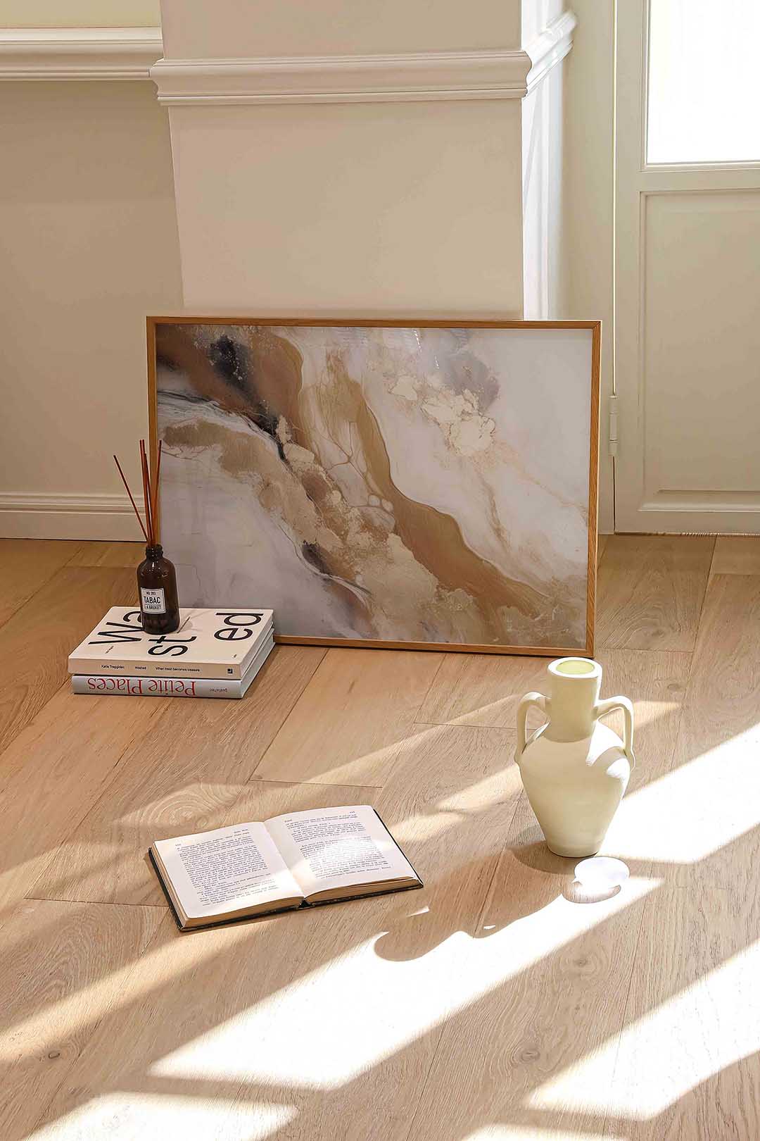 Abstracte beige en bruine Poster