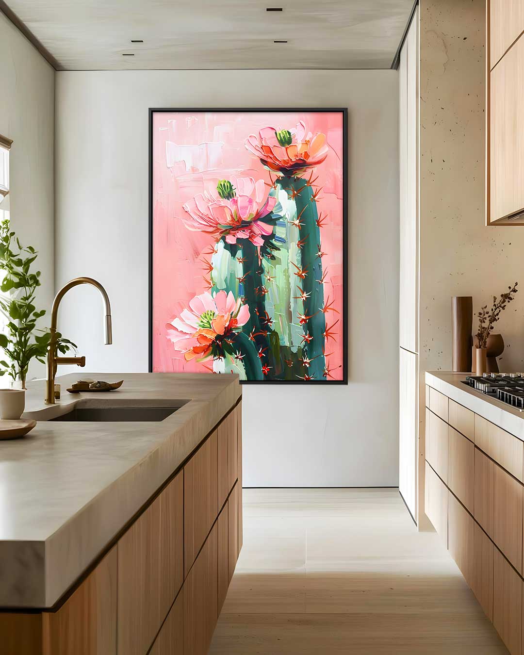 Kleurrijke Cactusbloei Kunstwerk-canvas-dibond-plexiglas-wanddecoratie-WallArtistic