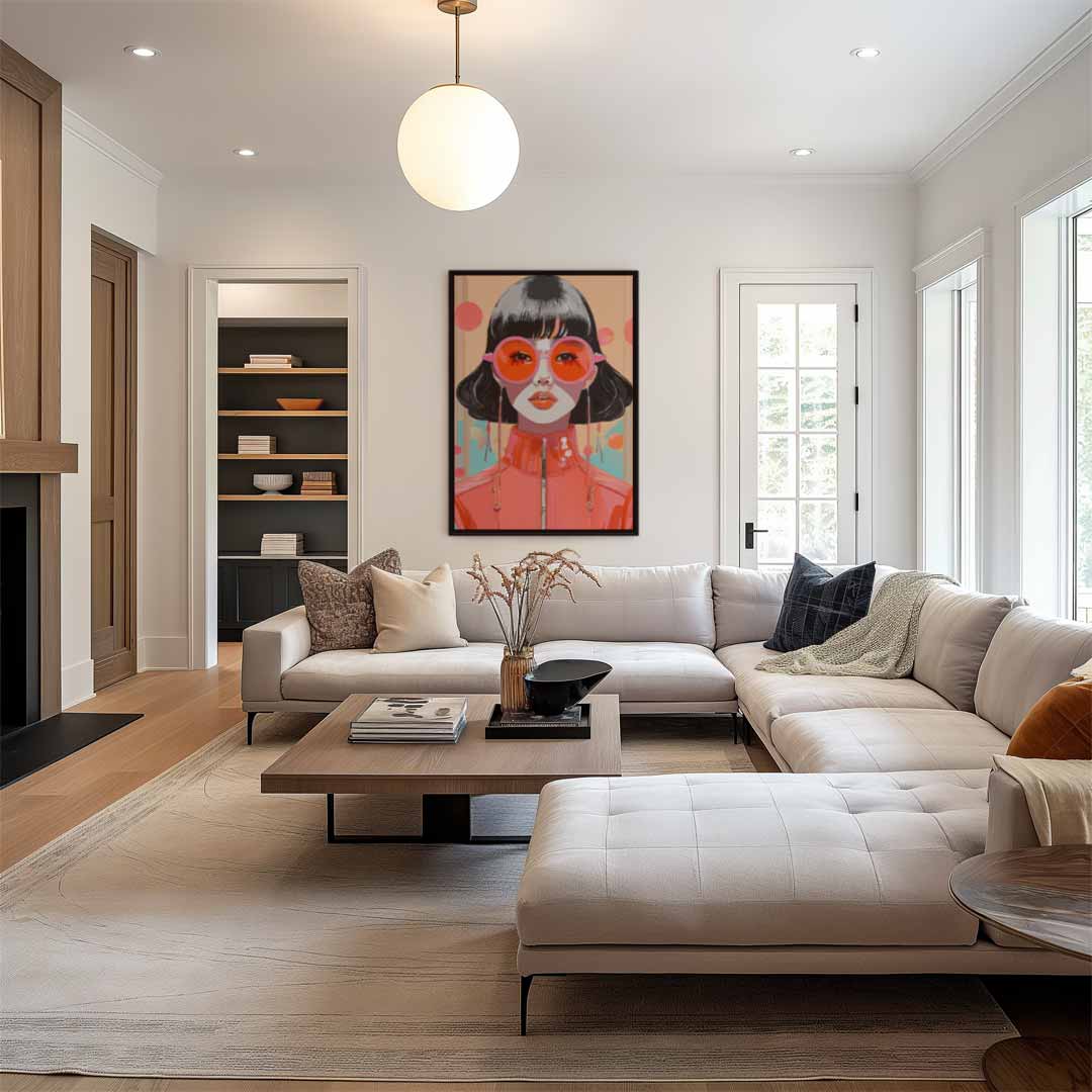 Retro Pop Art Portret Kunstwerk-canvas-dibond-plexiglas-wanddecoratie-WallArtistic