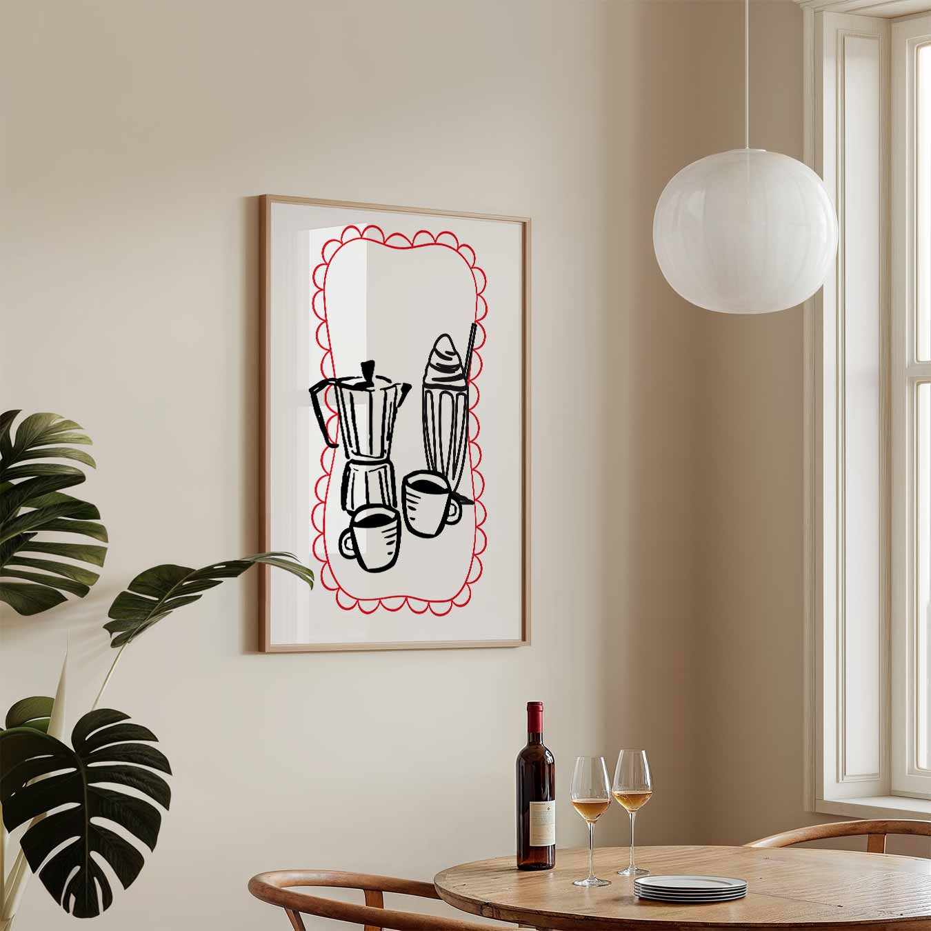 Stijlvolle Koffie Illustratie Poster-WallArtistic