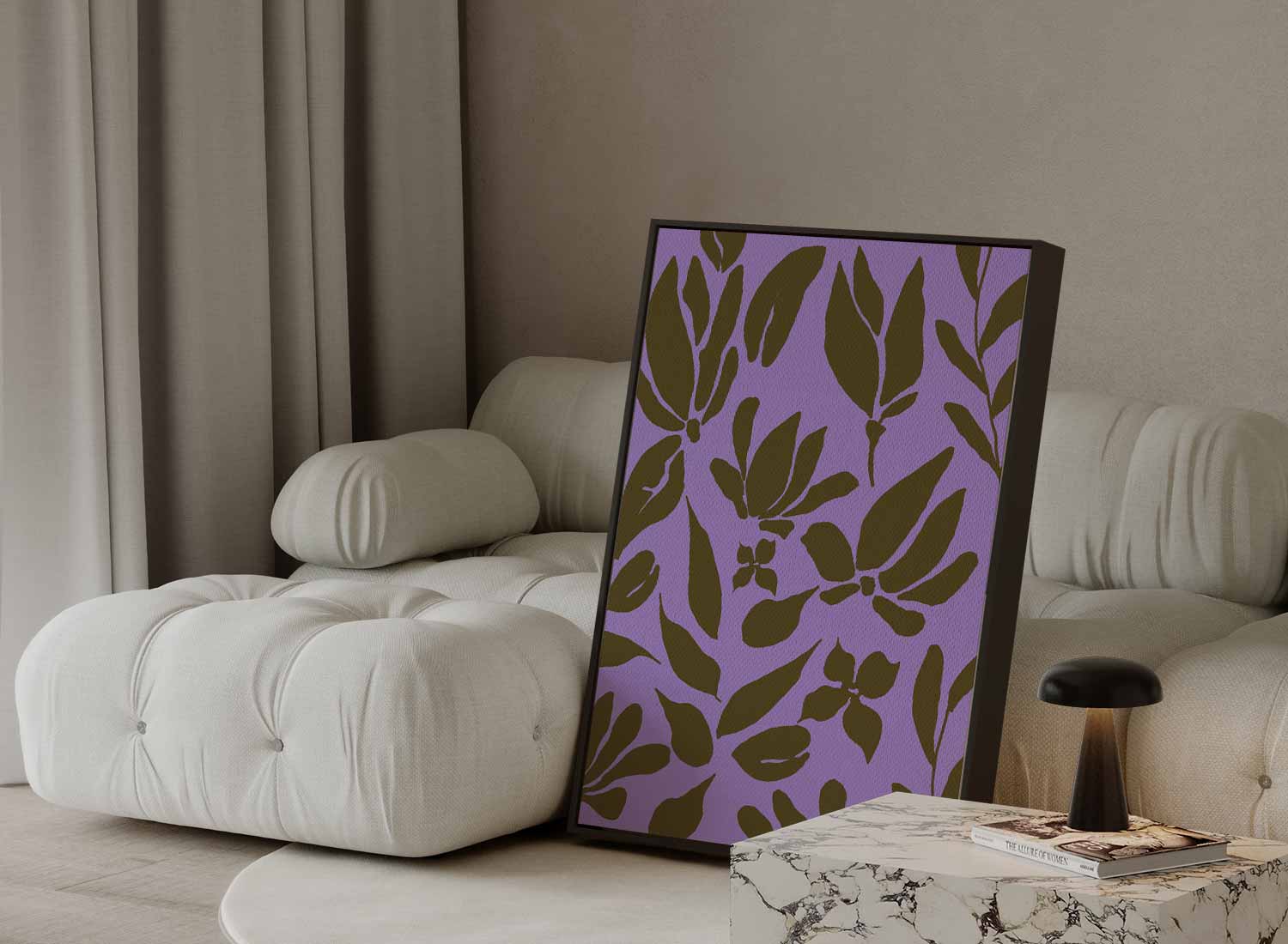 Bloemendans in Bruin en Lavendel Kunstwerk-canvas-dibond-plexiglas-wanddecoratie-WallArtistic
