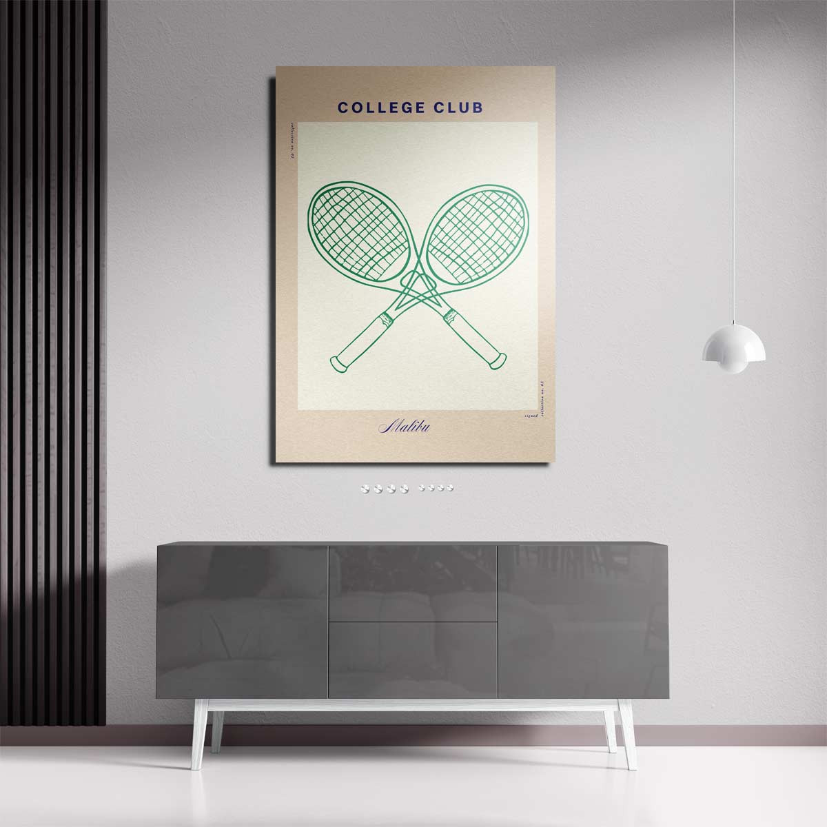 Tennisracket Illustratie - College Club Kunstwerk-canvas-dibond-plexiglas-wanddecoratie-WallArtistic