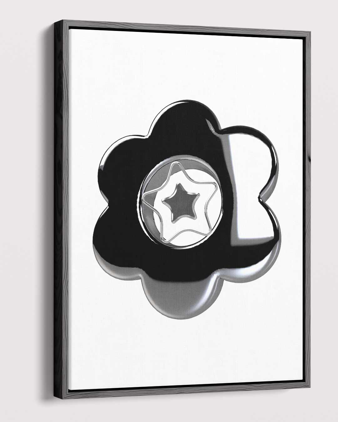 Sterrenbloem in Zilver Kunstwerk-canvas-dibond-plexiglas-wanddecoratie-WallArtistic