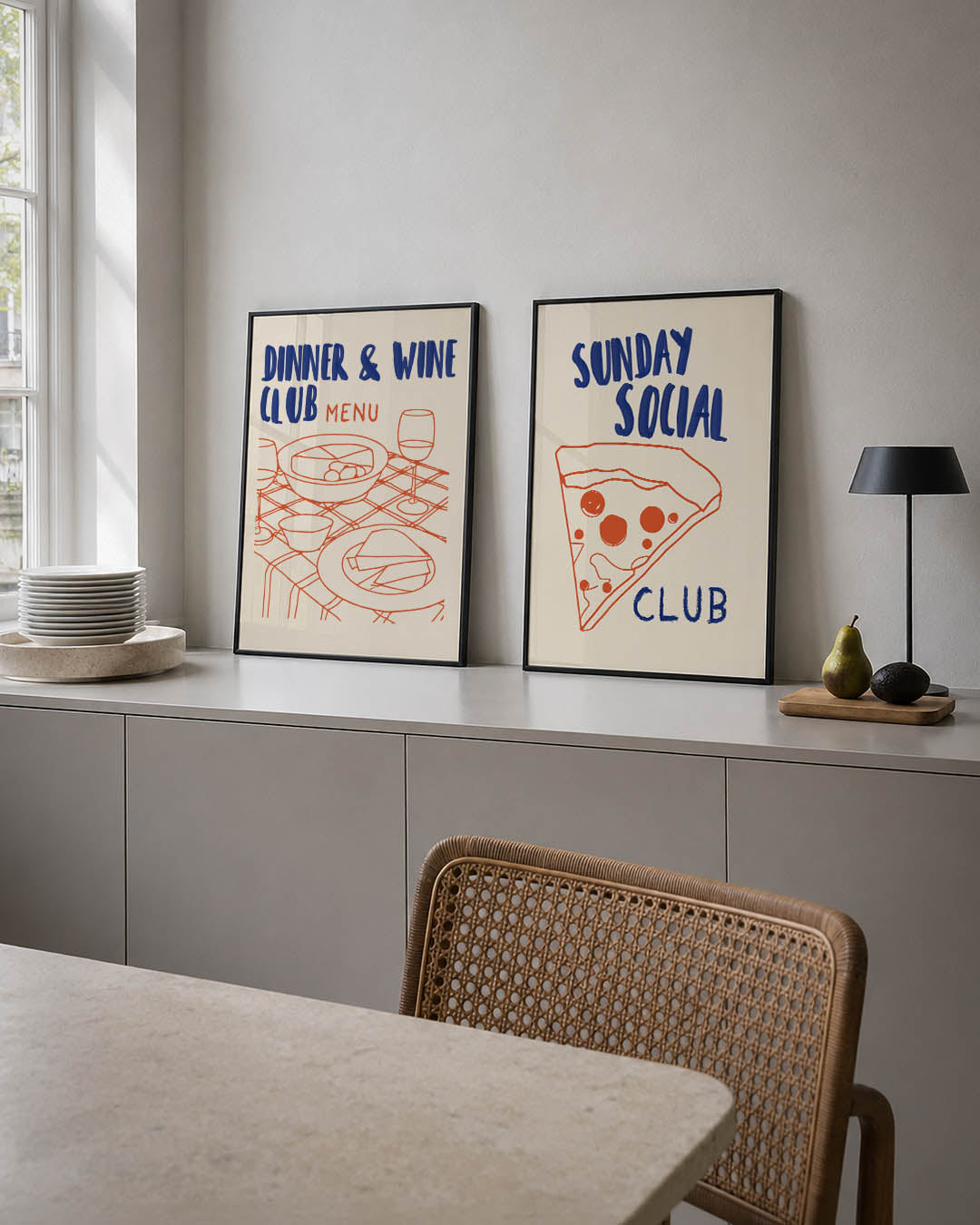 Eettafel illustratie Posterset