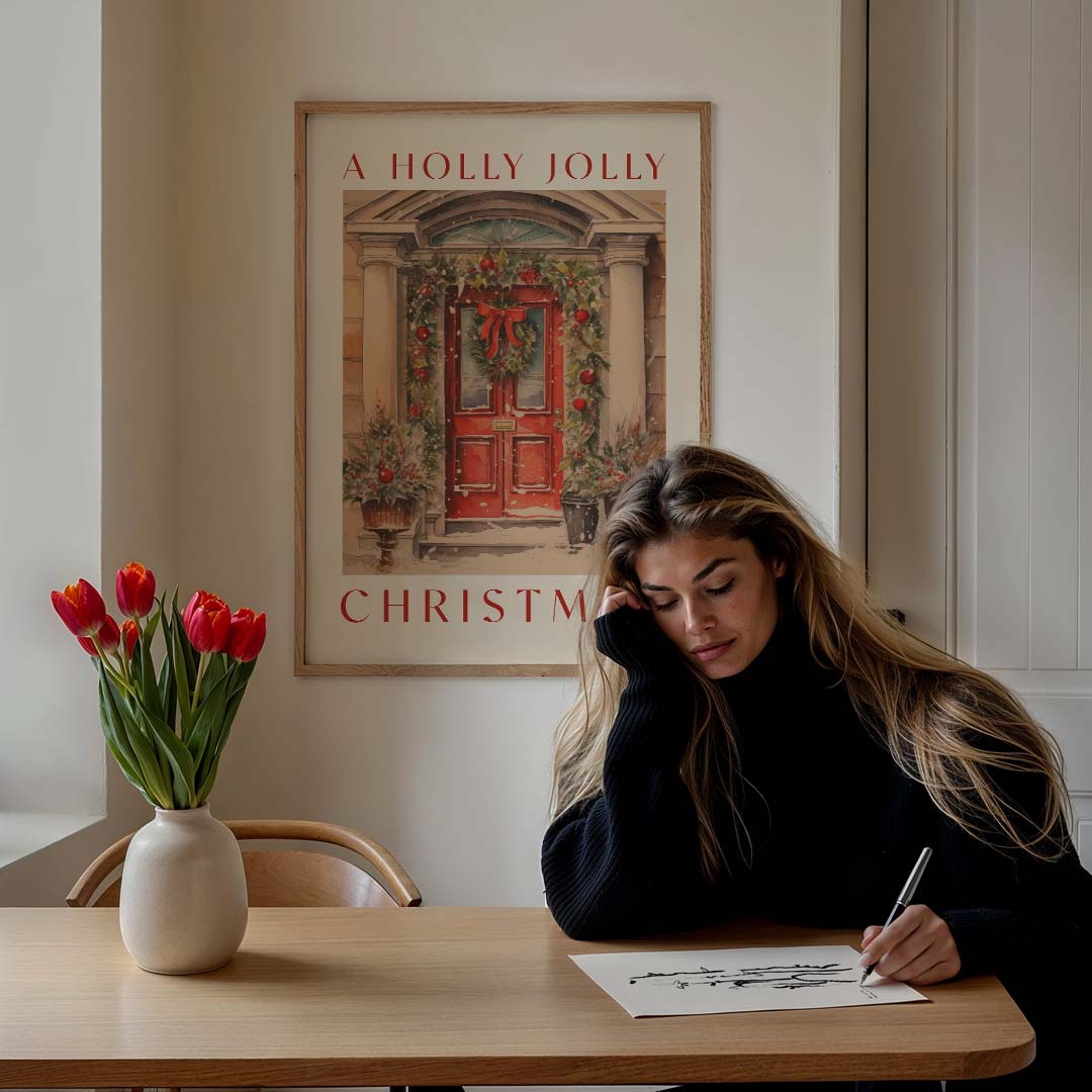 Festieve Kerstdeur Poster-WallArtistic