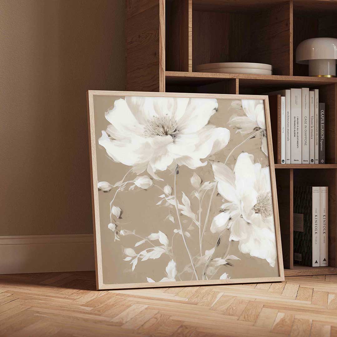 Bloemen op beige Poster