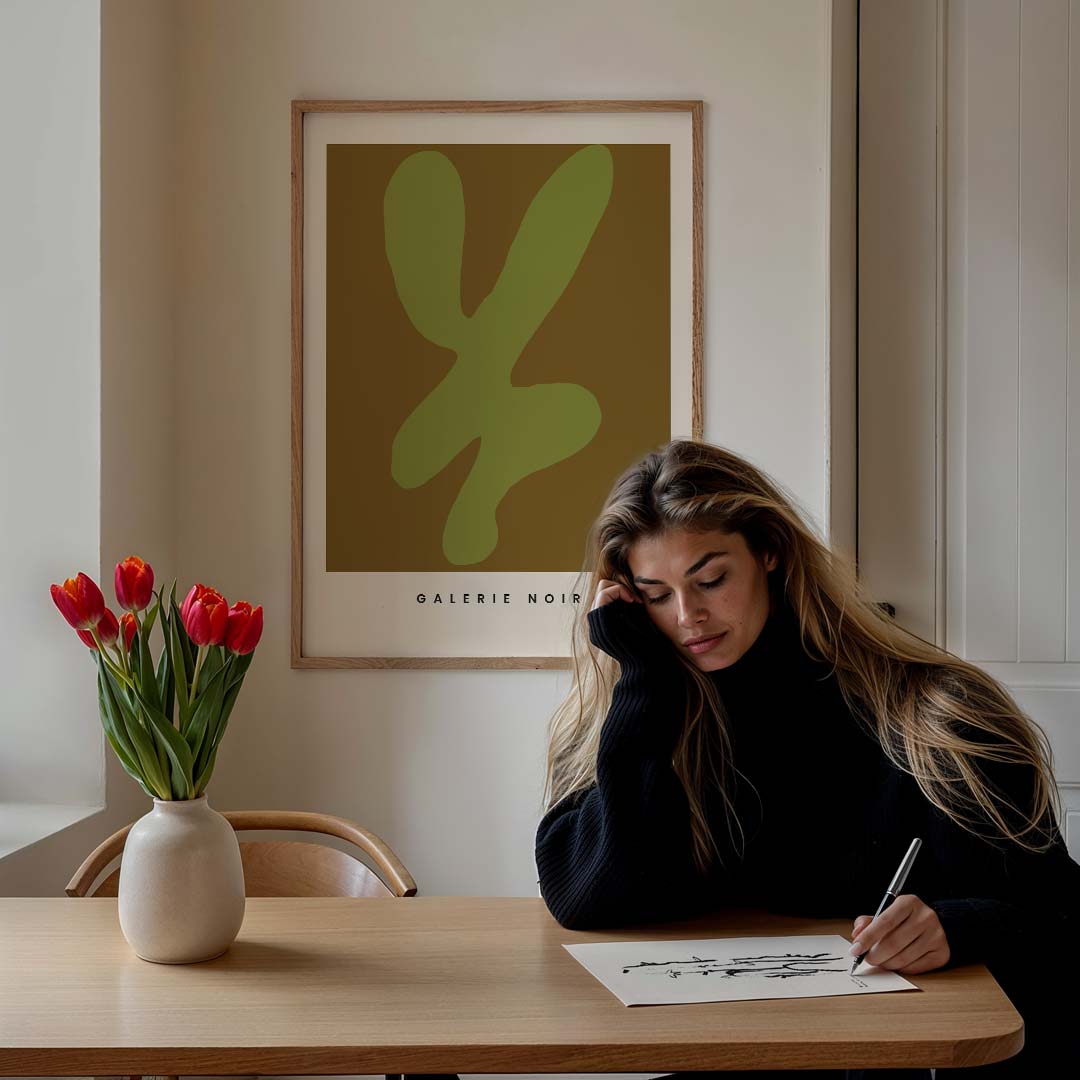 Abstrakte Groen-Bruine Kunstposter-WallArtistic