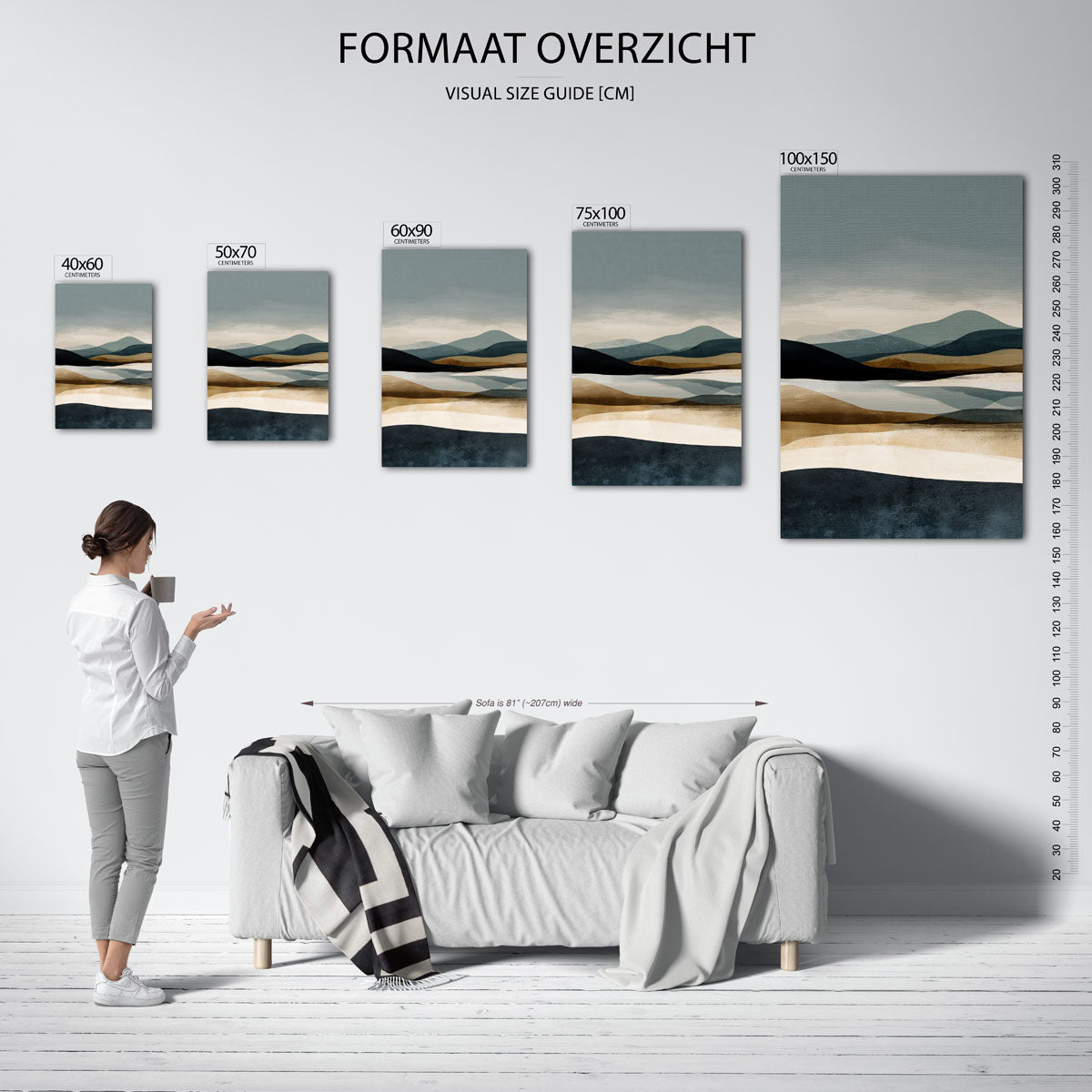 Gelaagde landschap compositie Kunstwerk