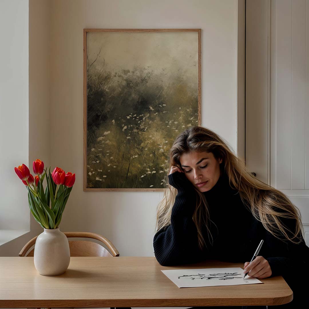 Dromerig Bloemenlandschap Poster-WallArtistic