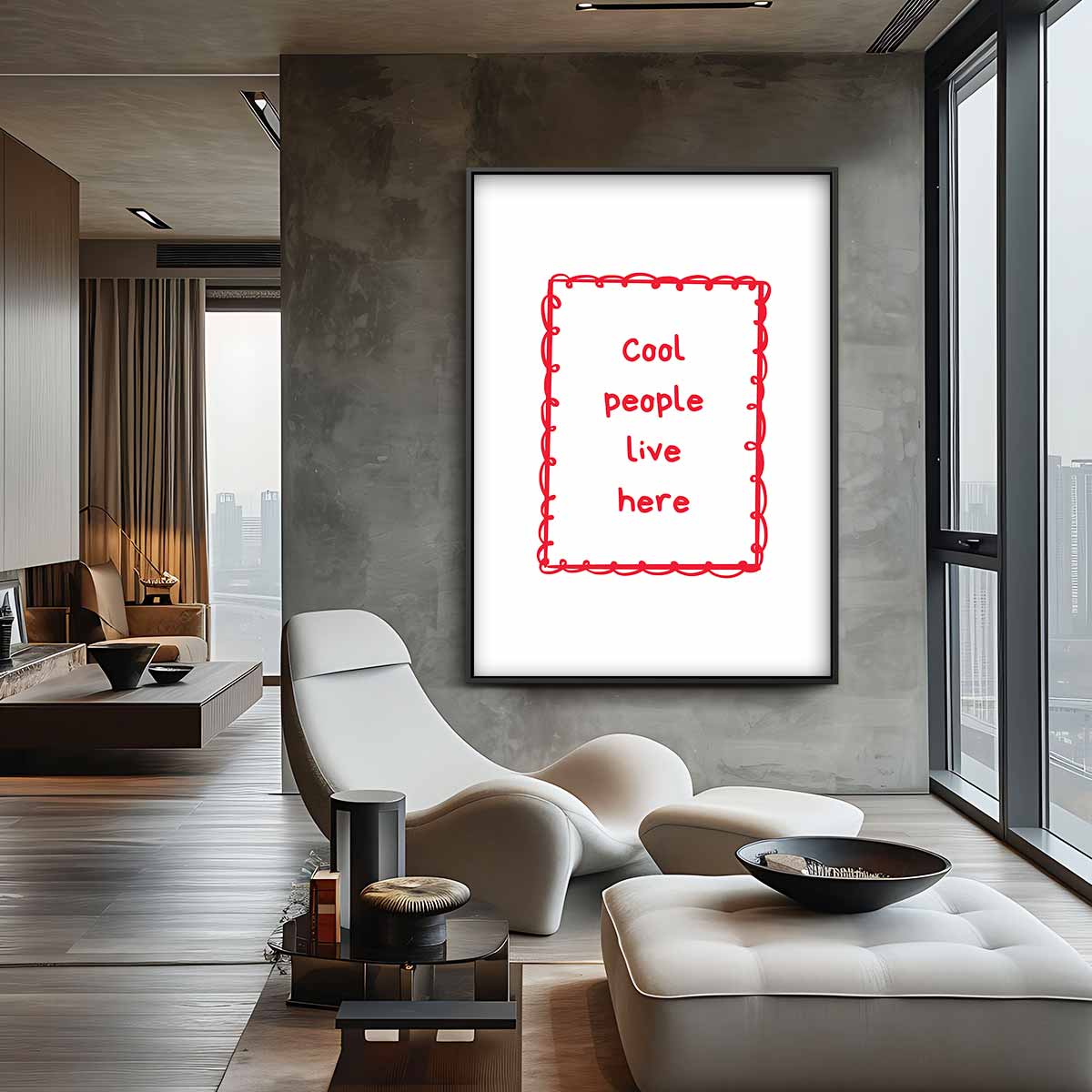 Cool People Live Here Poster Kunstwerk-canvas-dibond-plexiglas-wanddecoratie-WallArtistic
