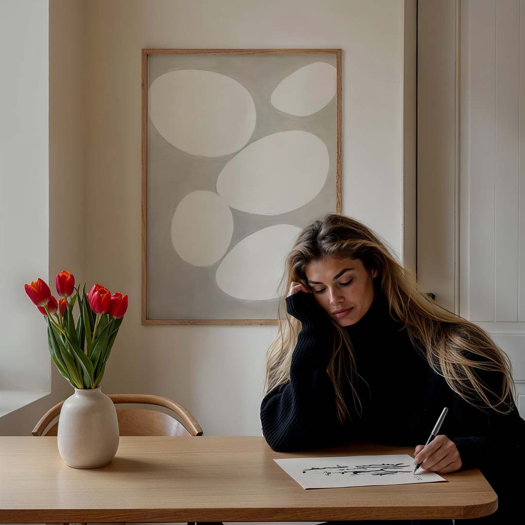 Modern Elegantie Grijze Abstractie Poster-WallArtistic