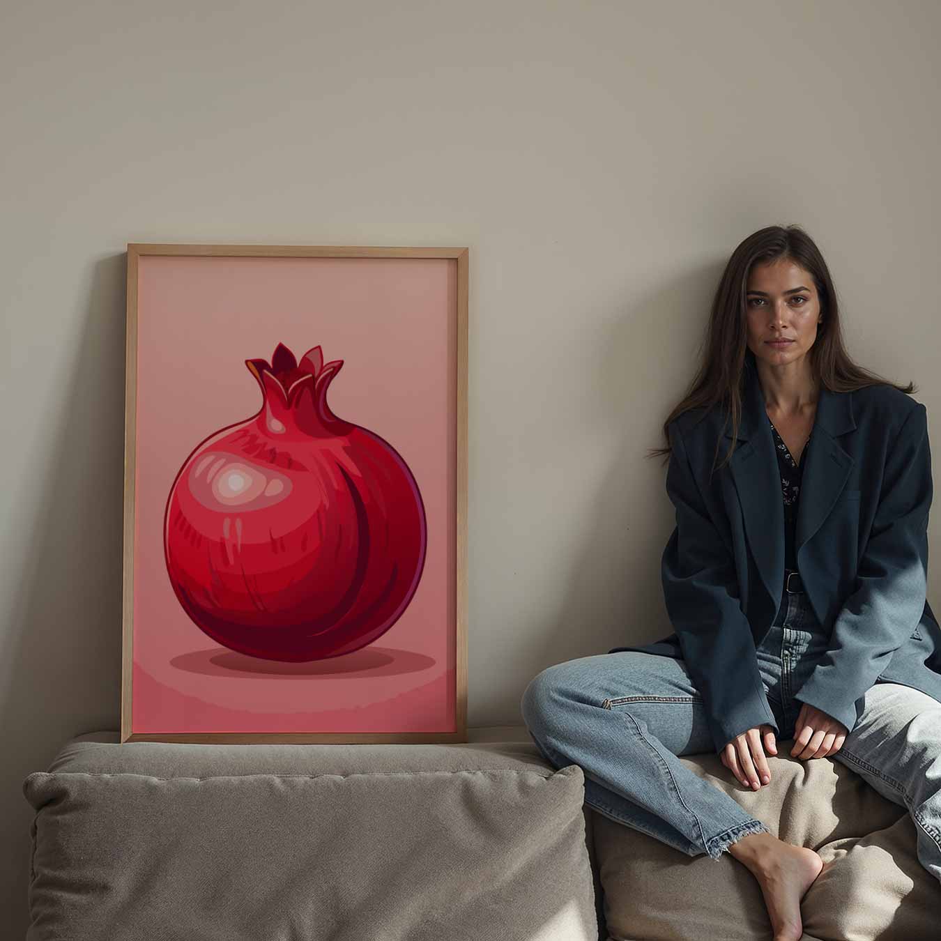 Stijlvolle Granaatappel Illustratie Poster-WallArtistic