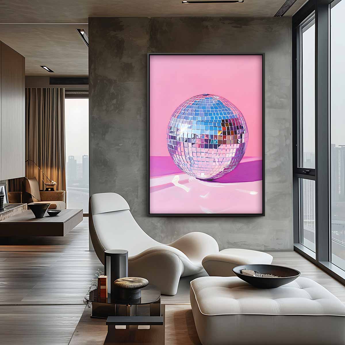 Disco Sfeer Bol Kunstwerk Kunstwerk-canvas-dibond-plexiglas-wanddecoratie-WallArtistic
