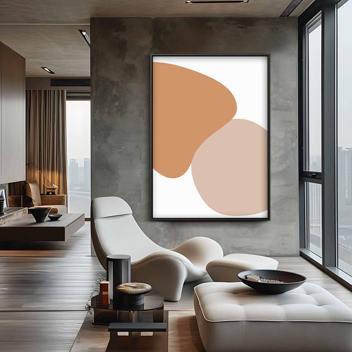 Organische Vormen in Aardetinten Kunstwerk-canvas-dibond-plexiglas-wanddecoratie-WallArtistic