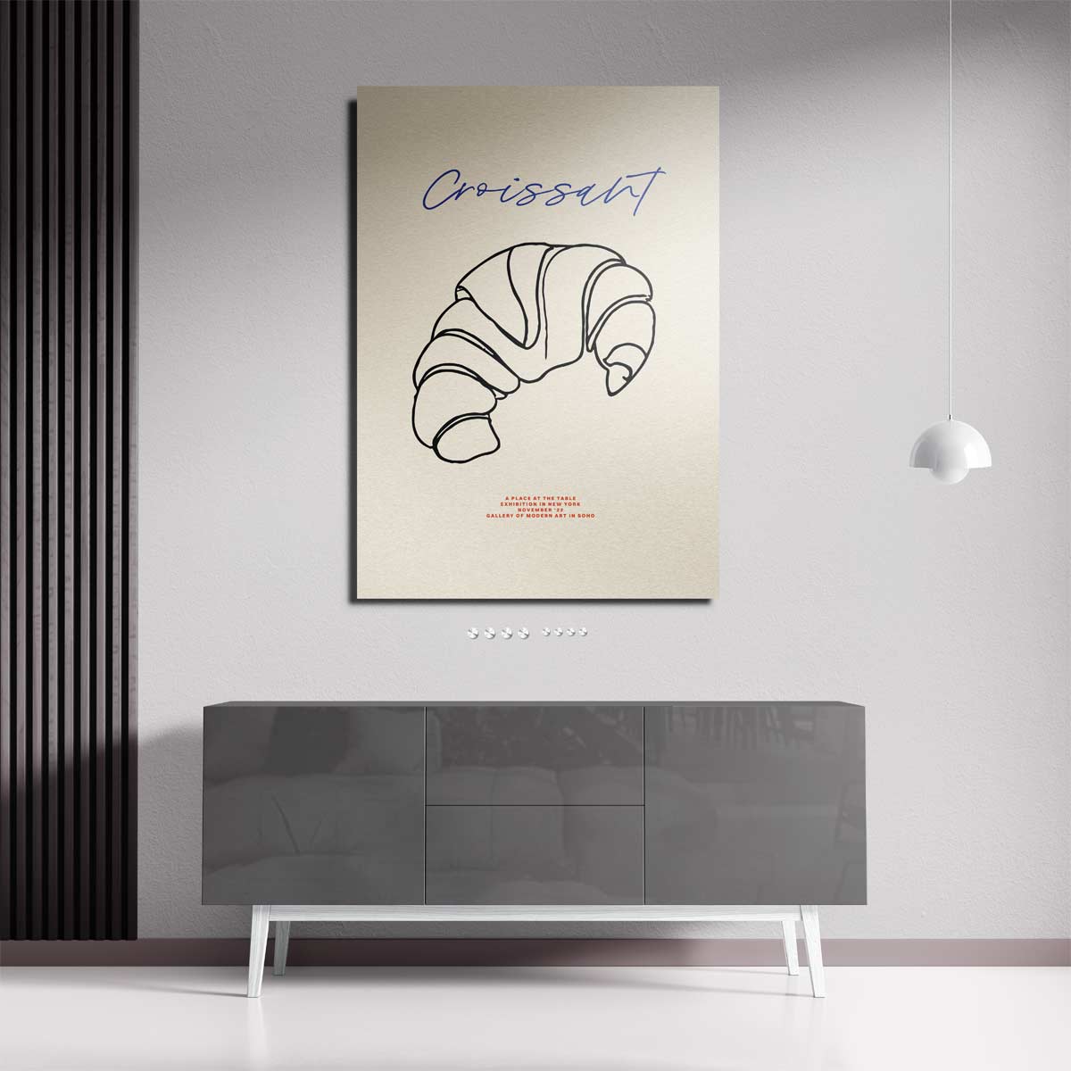 Croissant Line Art Kunstwerk-canvas-dibond-plexiglas-wanddecoratie-WallArtistic
