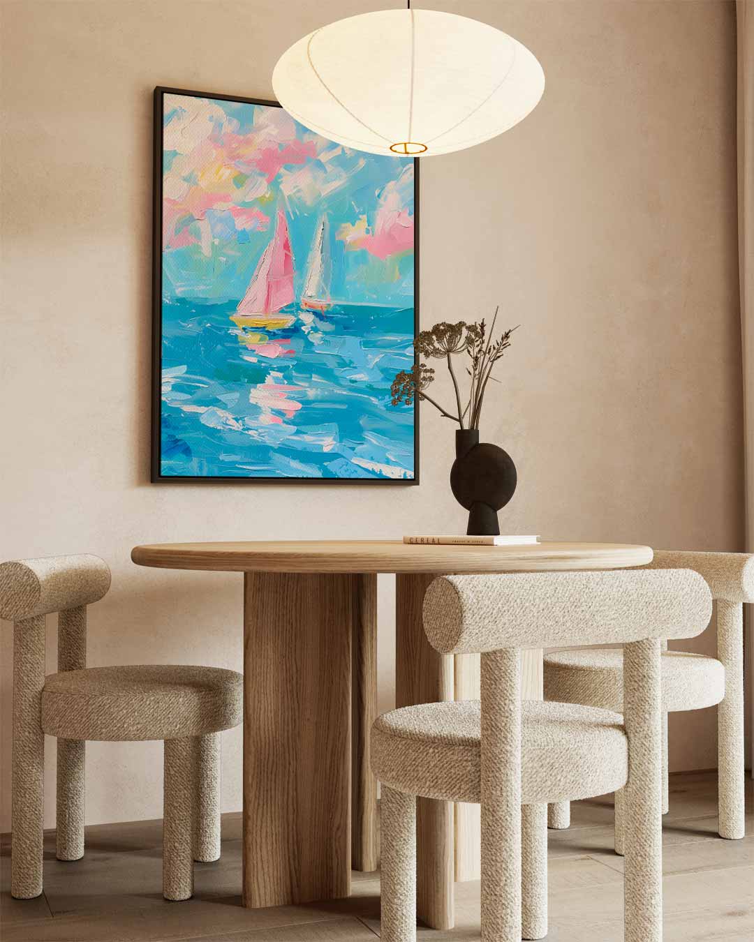 Vrolijke Zeilboten op zee Kunstwerk-canvas-dibond-plexiglas-wanddecoratie-WallArtistic