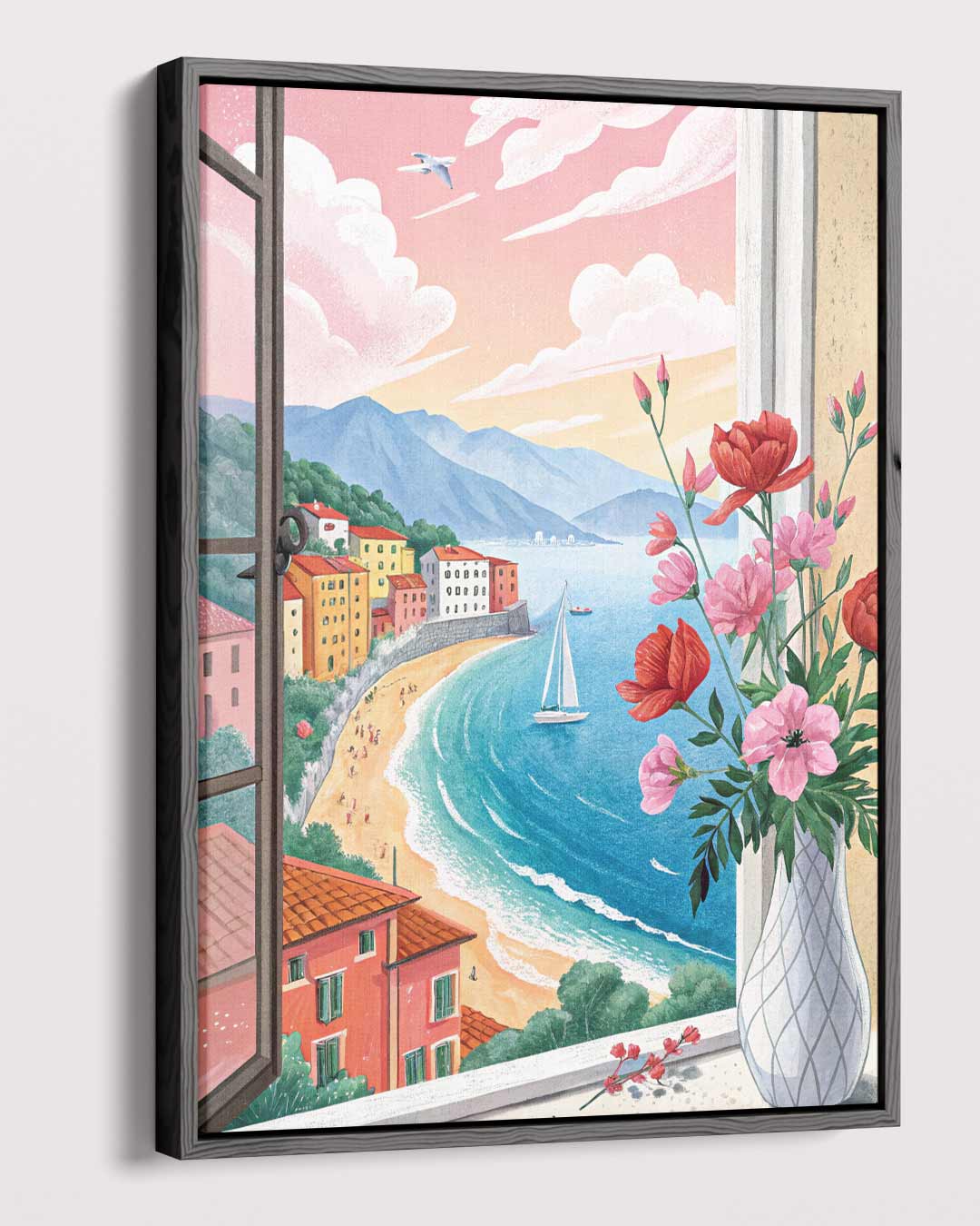Uitzicht op de Middellandse Zee Kunstwerk-canvas-dibond-plexiglas-wanddecoratie-WallArtistic