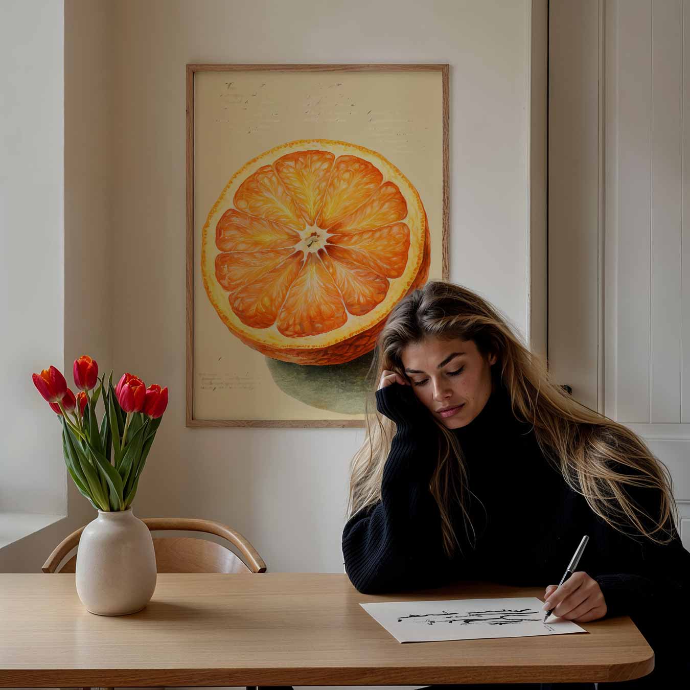 Zonnige Sinaasappel Kunstposter-WallArtistic