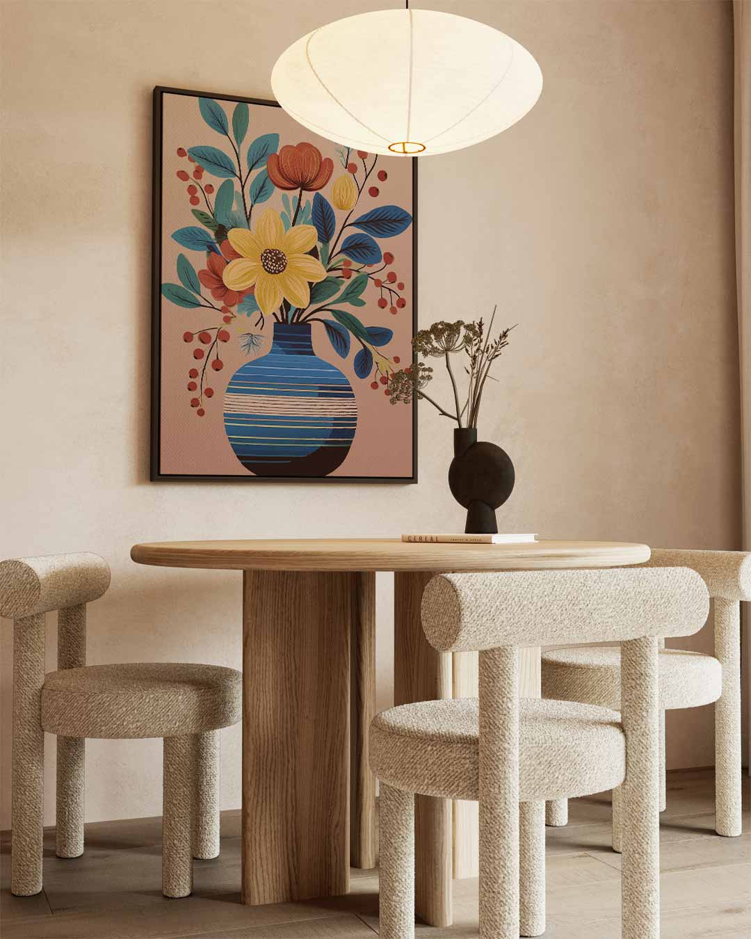 Bloemenpracht in Blauwe Vaas Kunstwerk-canvas-dibond-plexiglas-wanddecoratie-WallArtistic