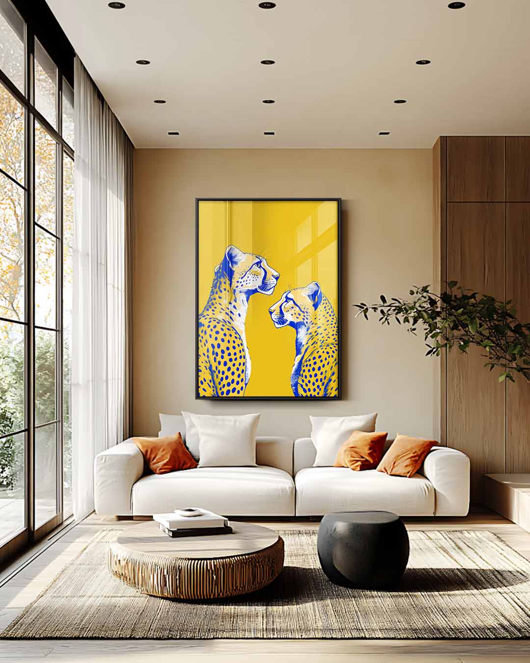 Elegante Jachtluipaarden Portret Kunstwerk-canvas-dibond-plexiglas-wanddecoratie-WallArtistic