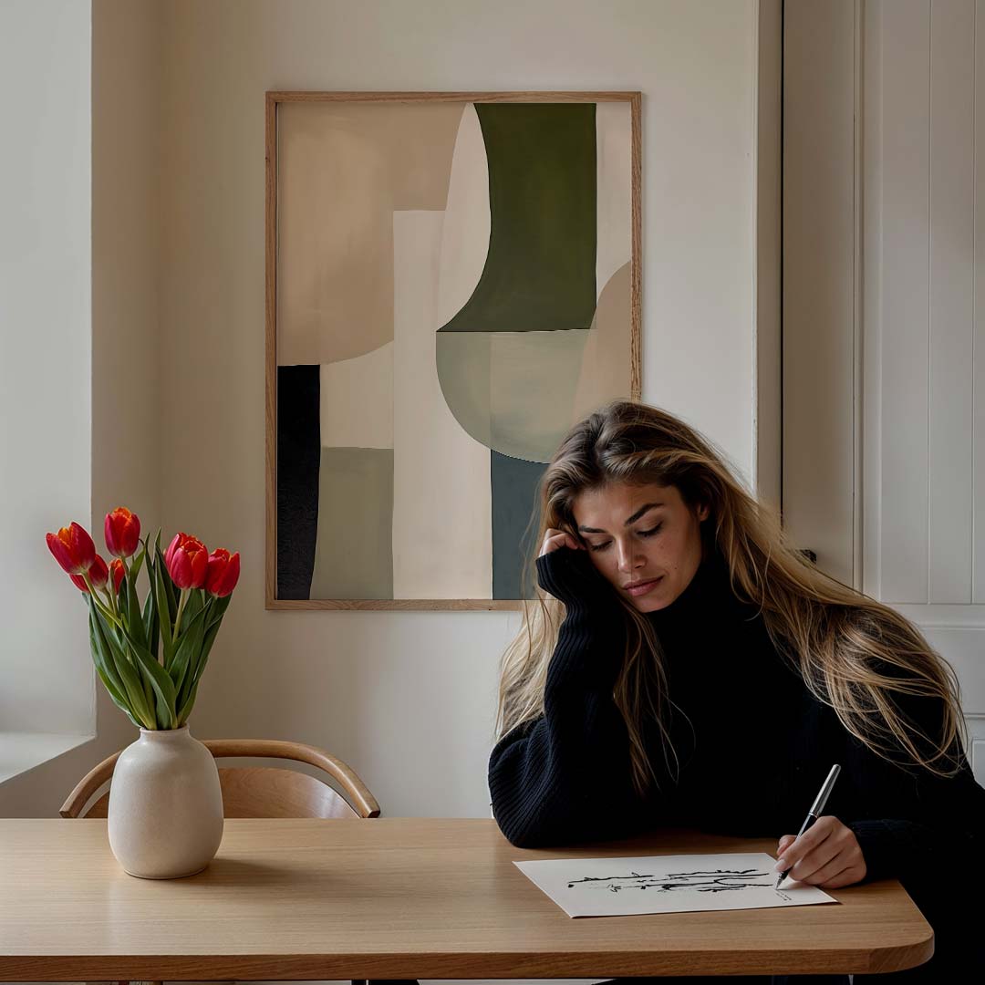 Abstracte Aardetinten Kunstposter-WallArtistic