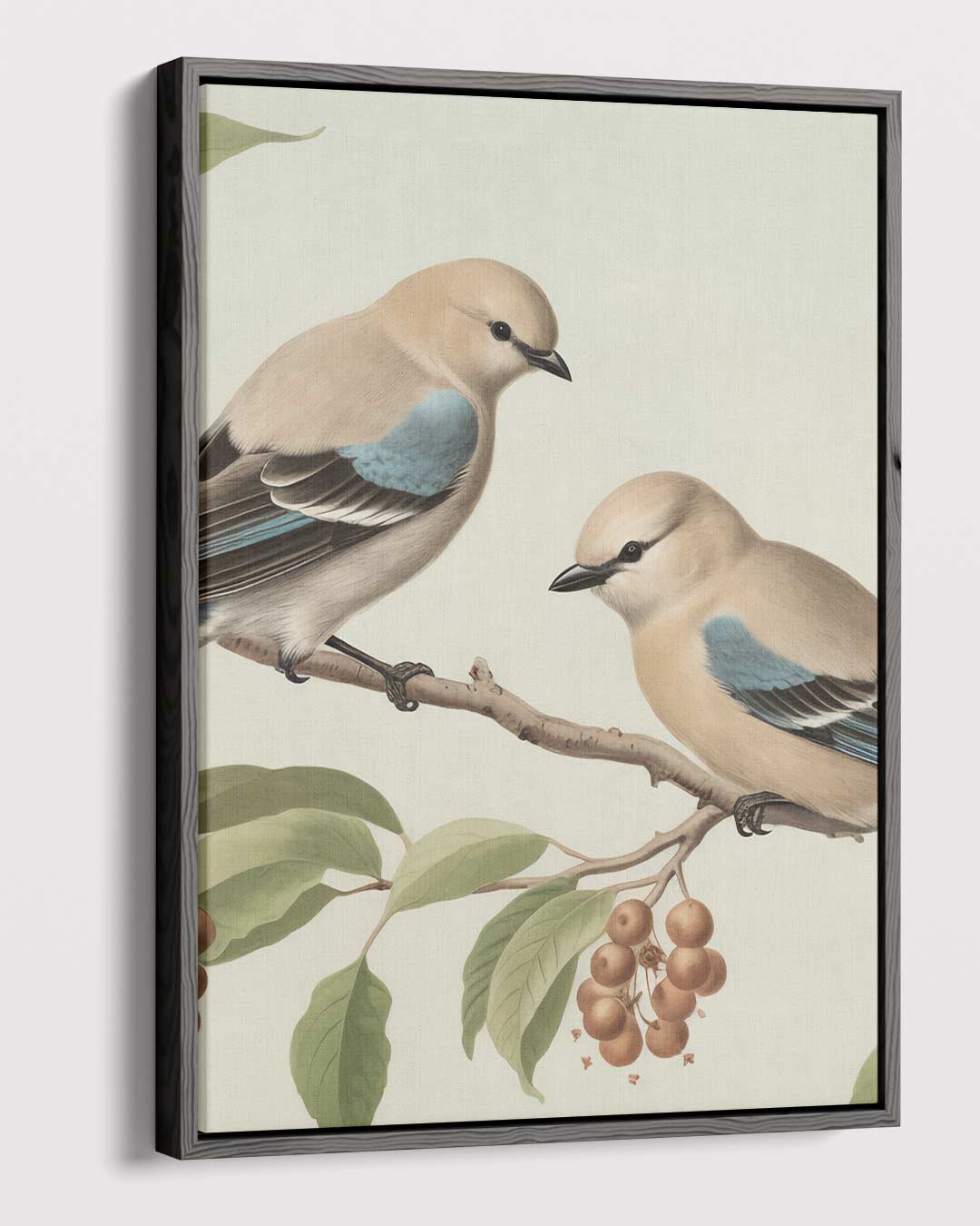 Twee Vogelvriendjes op een Tak Kunstwerk-canvas-dibond-plexiglas-wanddecoratie-WallArtistic