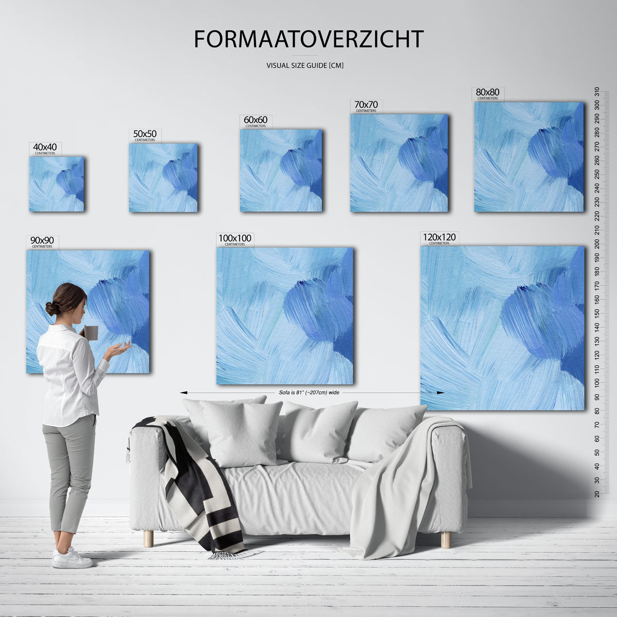 Blauwe penseelstreken Poster
