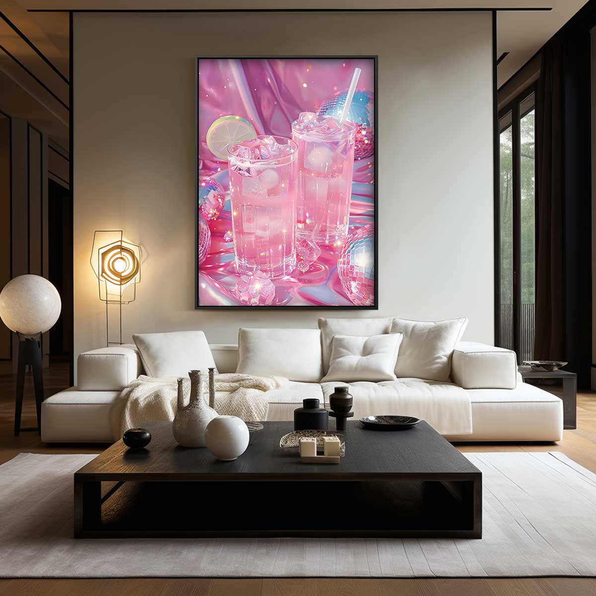 Sprankelende Roze Drankjes Kunstwerk-canvas-dibond-plexiglas-wanddecoratie-WallArtistic