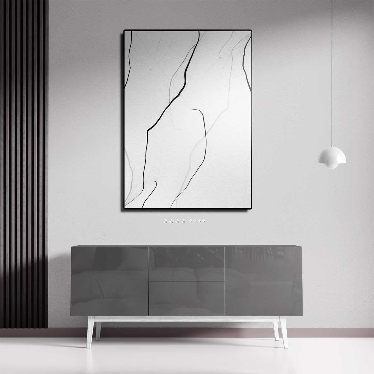 Zwarte Lijnen op Witte Rust Kunstwerk-canvas-dibond-plexiglas-wanddecoratie-WallArtistic