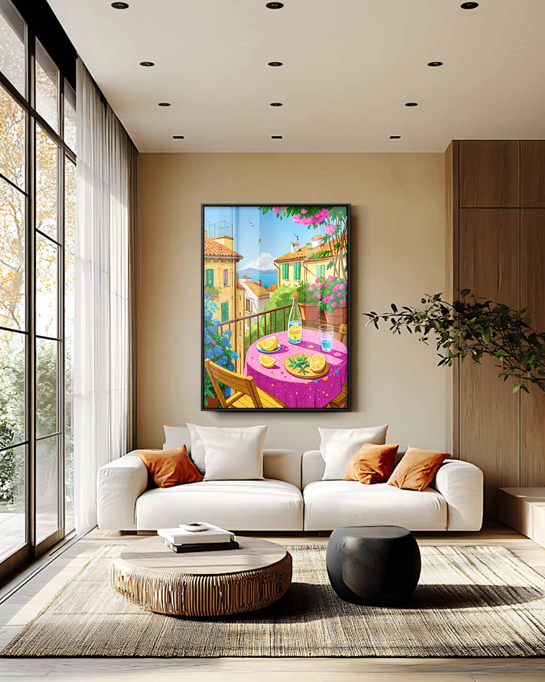 Zomer op het Balkon Kunstwerk-canvas-dibond-plexiglas-wanddecoratie-WallArtistic