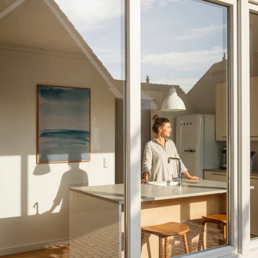 Rustgevende Blauwe Waterverf Poster-WallArtistic