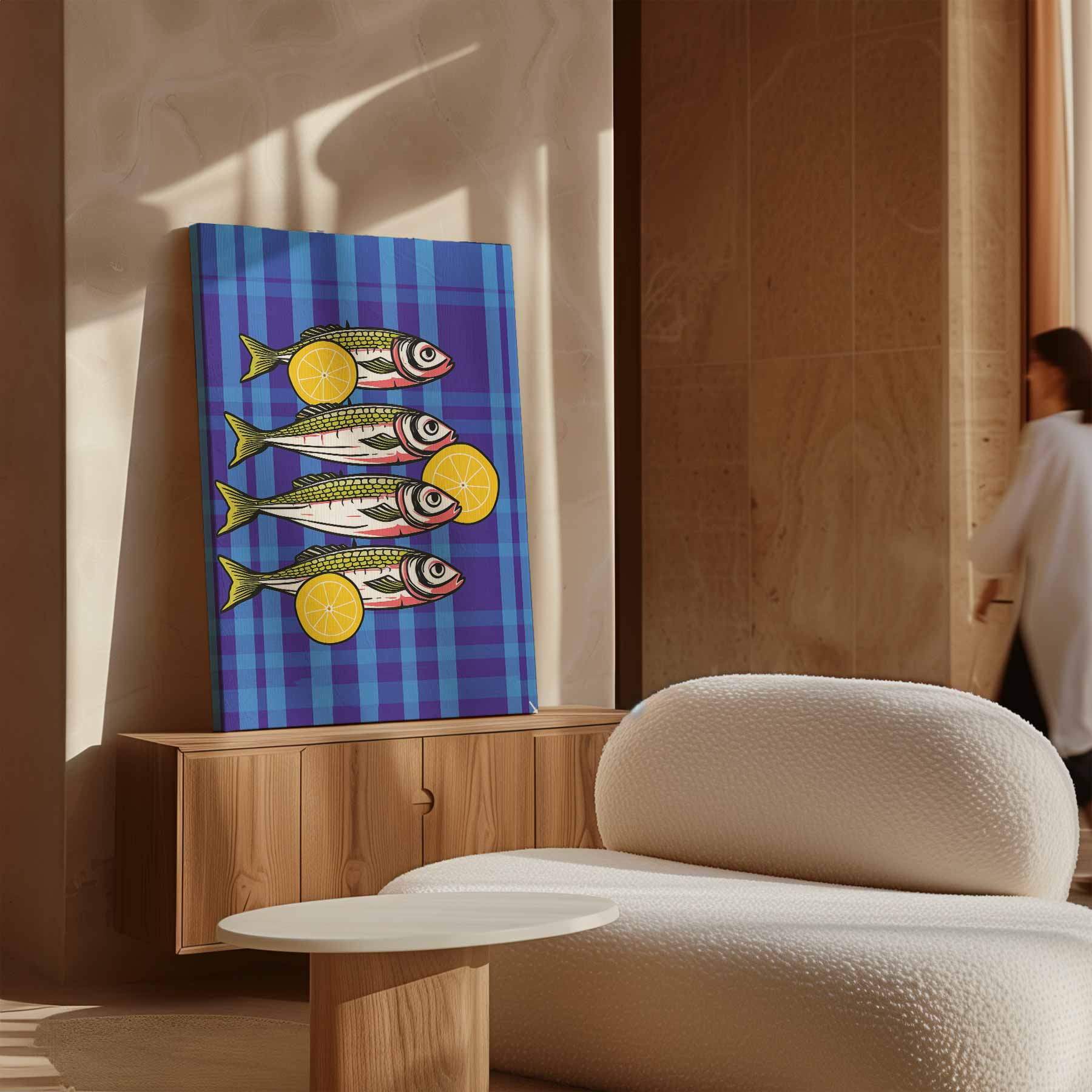Vrolijke Vissen Met Citroen Kunstwerk-canvas-dibond-plexiglas-wanddecoratie-WallArtistic