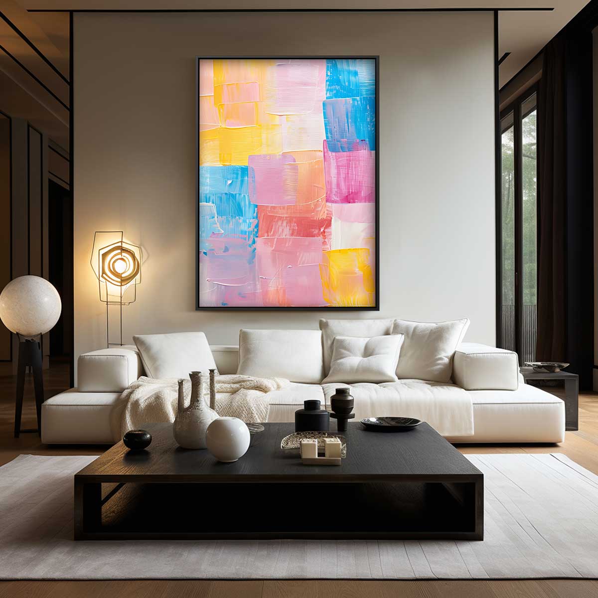 Vrolijke Kleurenmix Kunstwerk-canvas-dibond-plexiglas-wanddecoratie-WallArtistic