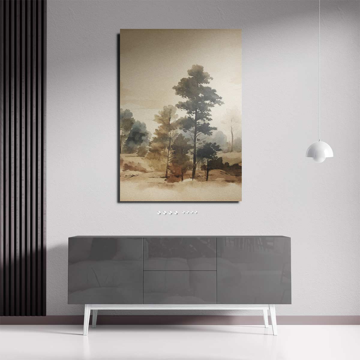 Tijdloze Boslandschap Aquarel Kunstwerk-canvas-dibond-plexiglas-wanddecoratie-WallArtistic