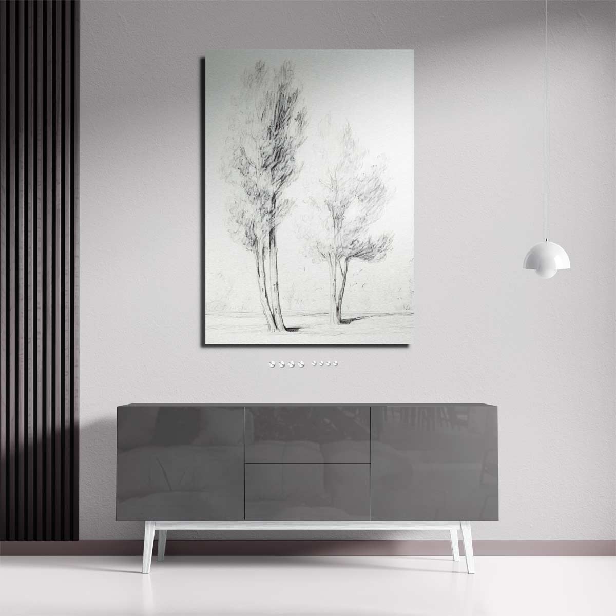 Tekeningen van Twee Bomen Kunstwerk-canvas-dibond-plexiglas-wanddecoratie-WallArtistic