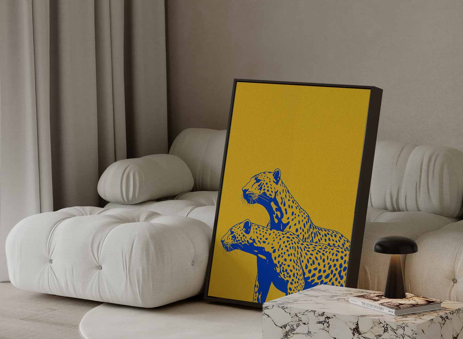 Elegante Cheetahs in Kleur Kunstwerk-canvas-dibond-plexiglas-wanddecoratie-WallArtistic