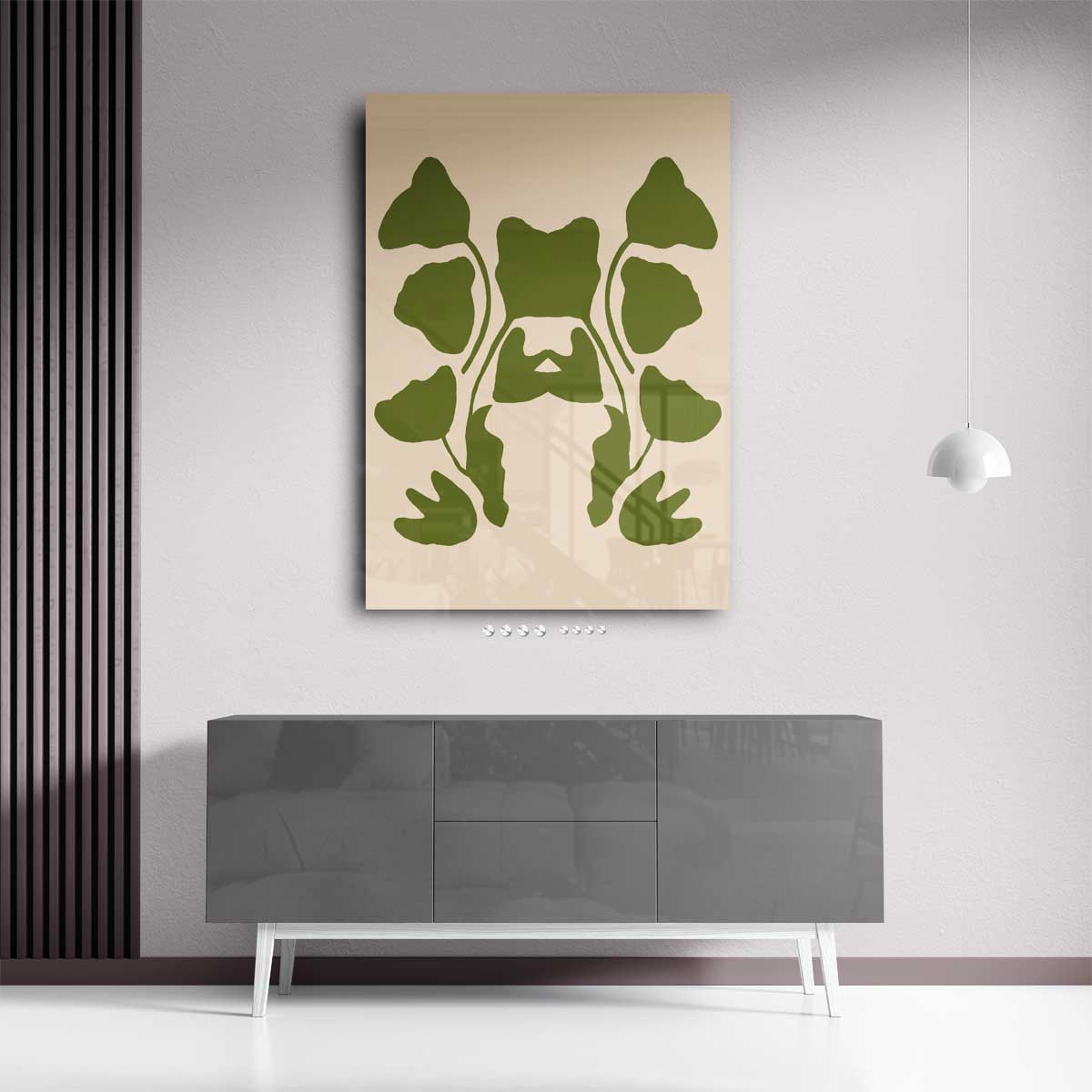 Speelse Symmetrie in Groen Kunstwerk-canvas-dibond-plexiglas-wanddecoratie-WallArtistic