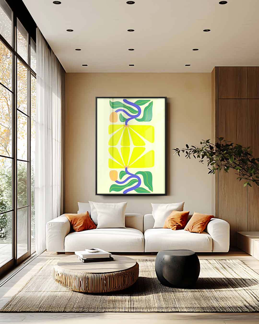 Zonnige Bloemfantasie Kunstwerk-canvas-dibond-plexiglas-wanddecoratie-WallArtistic