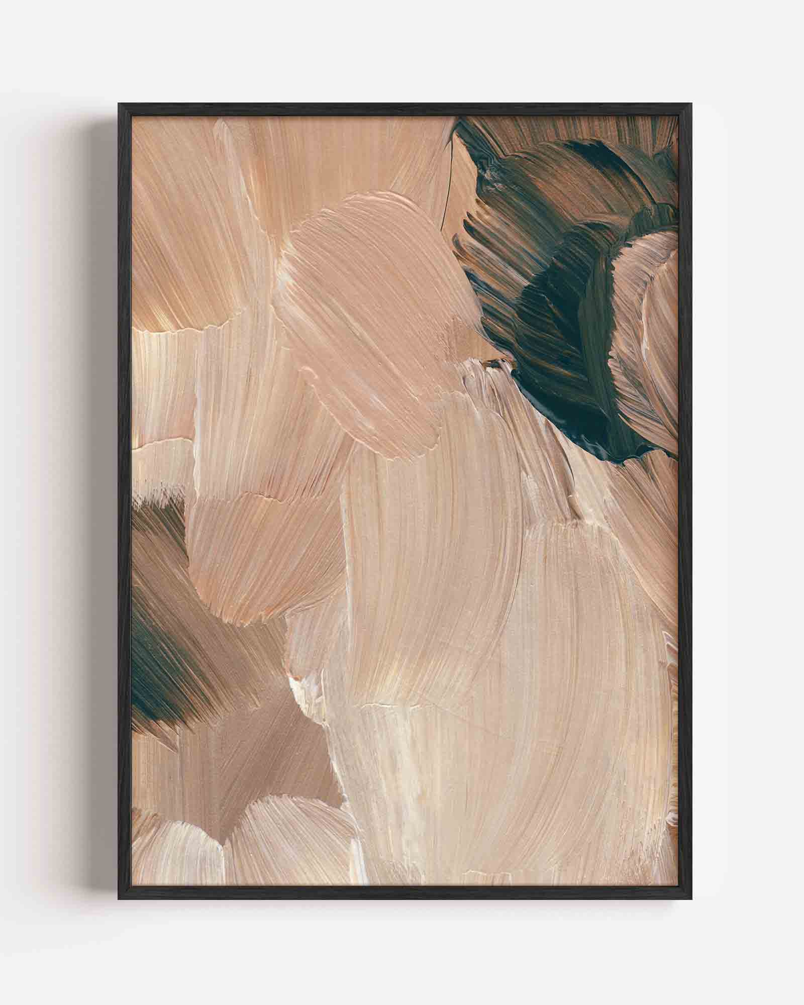 Beige en groene penseelstreken Poster