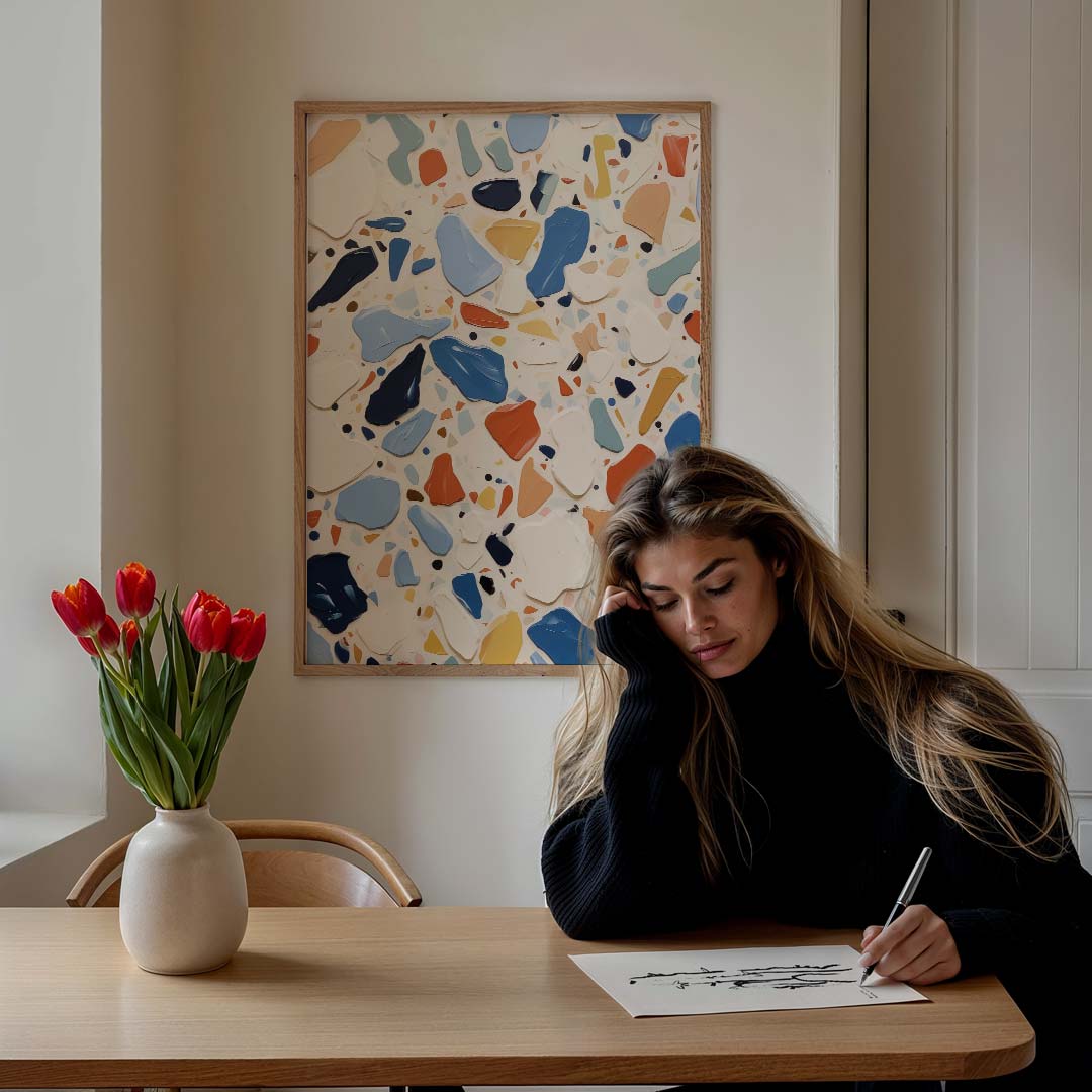 Moderne Kleurexplosie Terrazzo Poster-WallArtistic