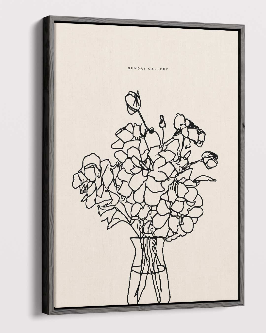 Bloemen in Lijntekening Kunstwerk-canvas-dibond-plexiglas-wanddecoratie-WallArtistic