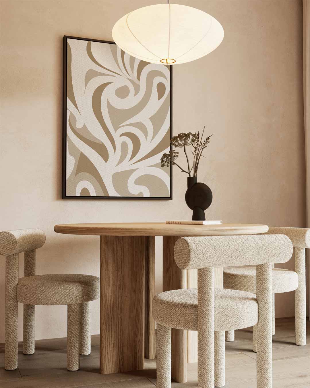 Organische Vormen in Beige Kunstwerk-canvas-dibond-plexiglas-wanddecoratie-WallArtistic