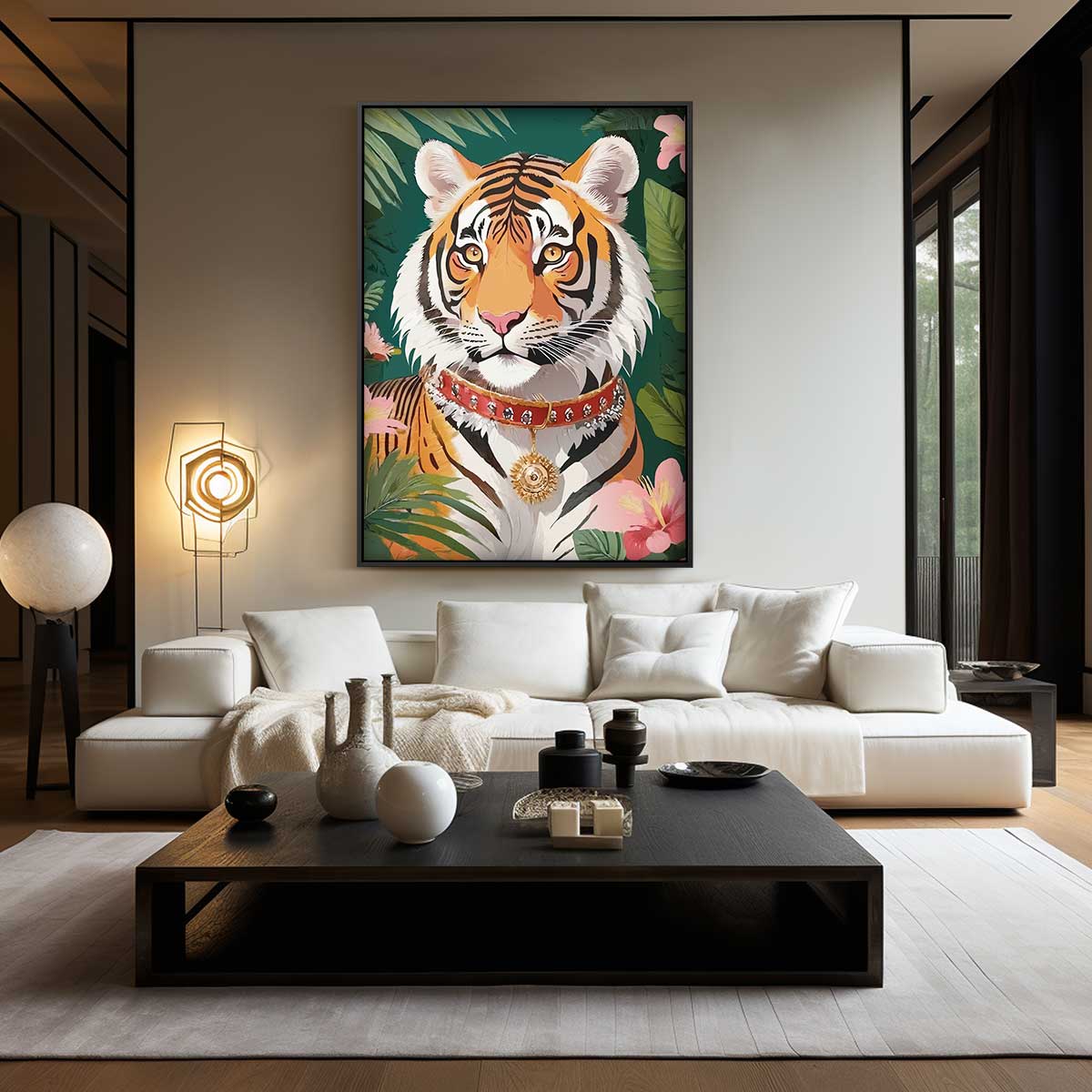 Koninklijke Tijger in de Jungle Kunstwerk-canvas-dibond-plexiglas-wanddecoratie-WallArtistic