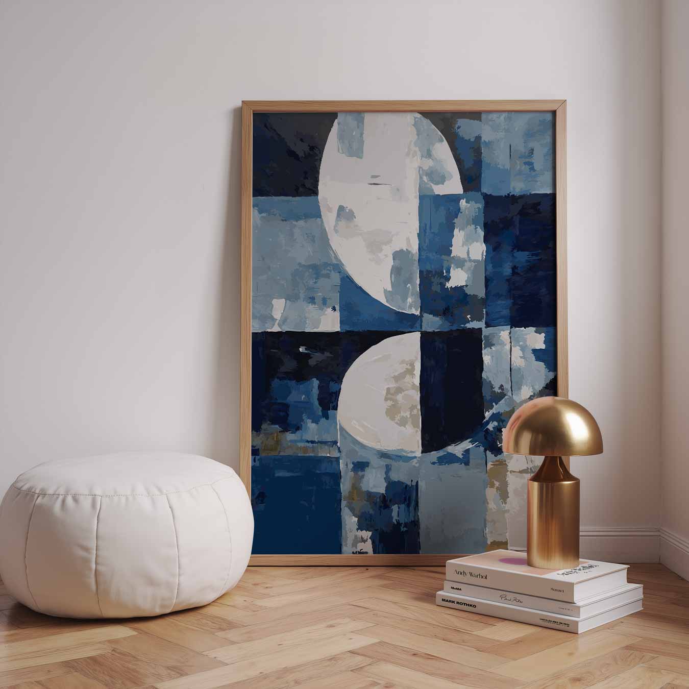 Abstract Blauwe Maannacht Poster-WallArtistic