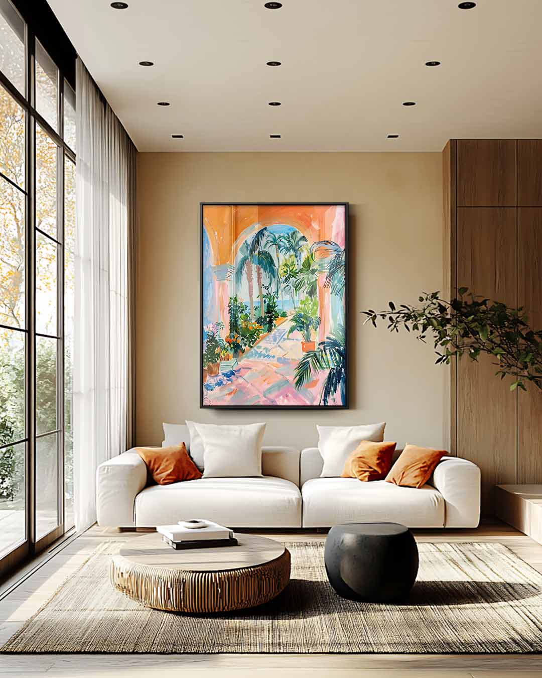 Tropische Tuinonder De Boog Kunstwerk-canvas-dibond-plexiglas-wanddecoratie-WallArtistic