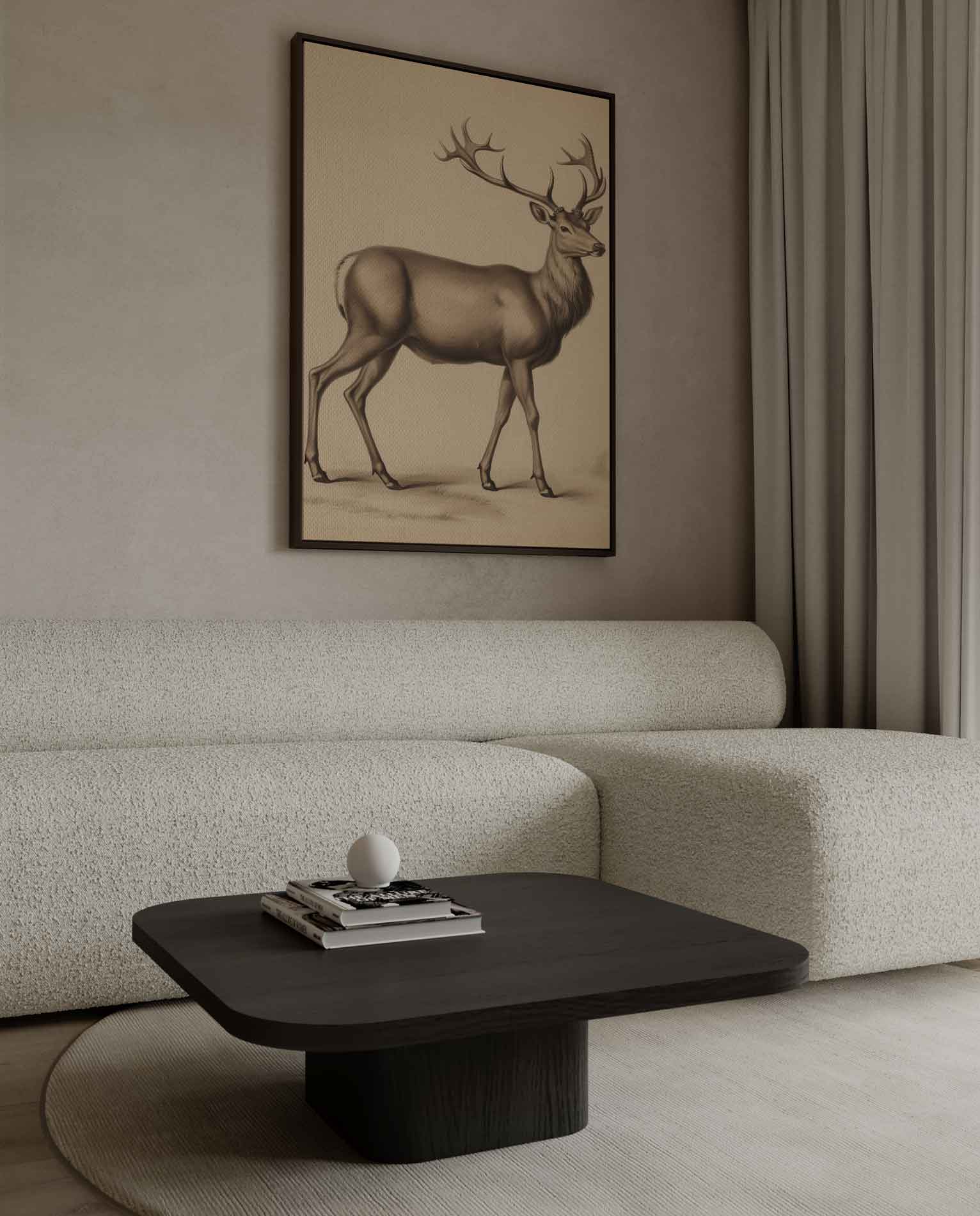 Elegante Hert in Potlood Kunstwerk-canvas-dibond-plexiglas-wanddecoratie-WallArtistic
