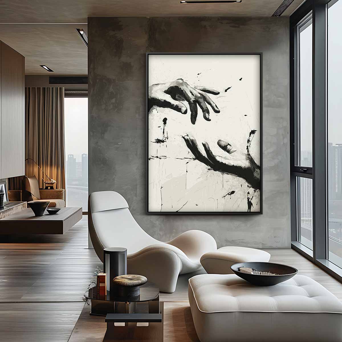 Verbinding van de Handen Kunstwerk-canvas-dibond-plexiglas-wanddecoratie-WallArtistic