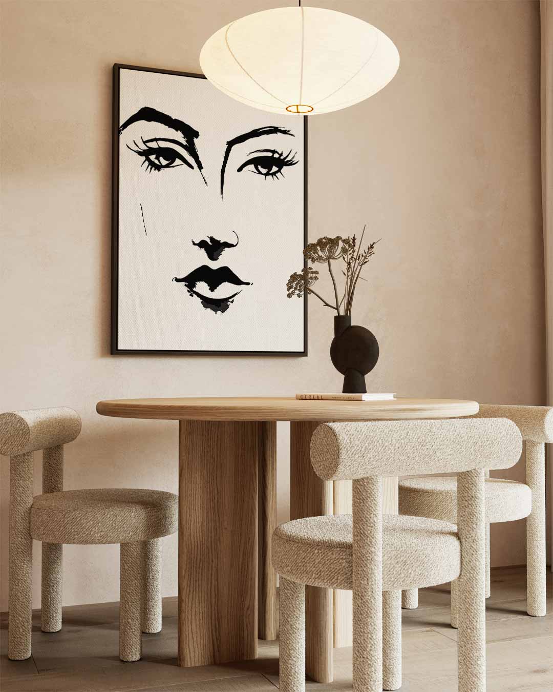 Minimalistisch Portret in Zwart-Wit Kunstwerk-canvas-dibond-plexiglas-wanddecoratie-WallArtistic
